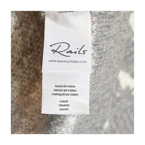 Rails Tie Dye Crewneck  Sweater Long Sleeves Gray/White Women's Size L - Picture 4 of 12